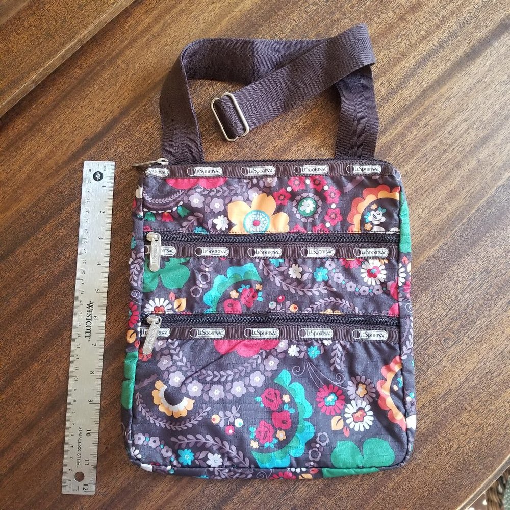 vintage print LeSportsac crossbody adjustable bag